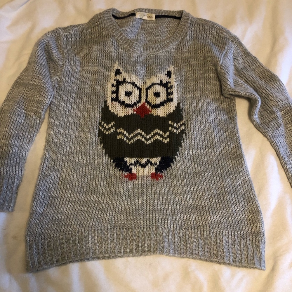 Rewind Gray Sweater with Owl Design